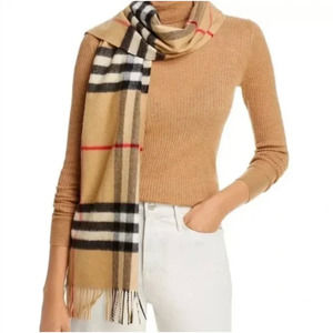 BURBERRY Giant Nova Check Cashmere Scarf Archive Beige